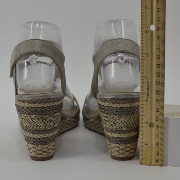 Johnston & Murphy Wedge Sandals Gray Cutout Espadrille 7.5 - Picture 5 of 15
